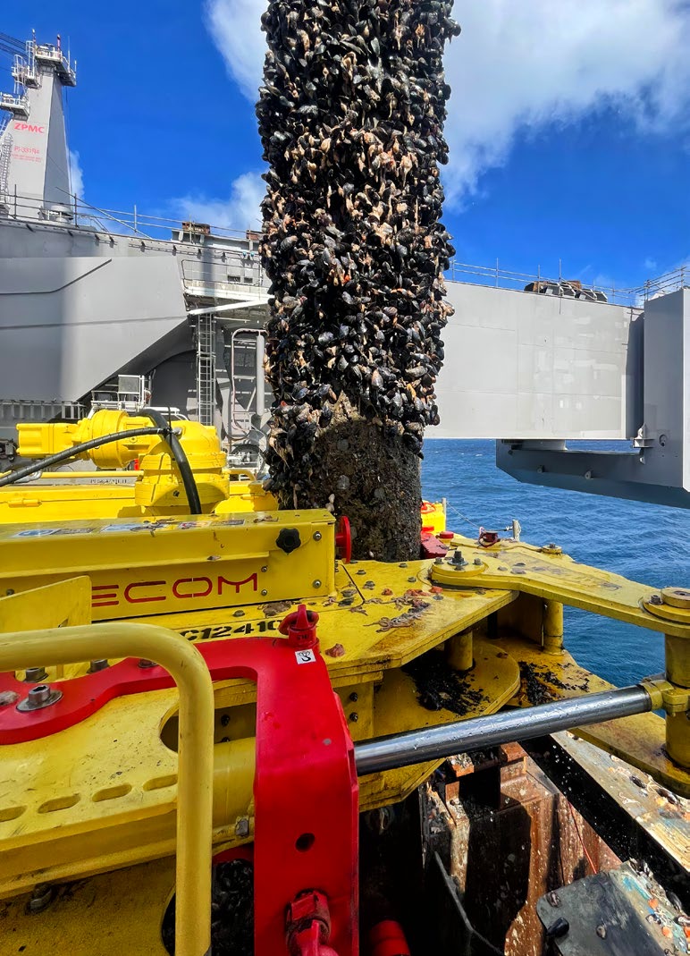 Decom engineering chop saw on a ship in Norway