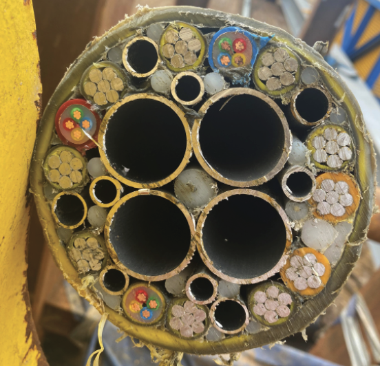Internal wiring of a cut cable